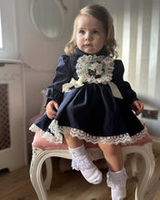 Load image into Gallery viewer, Eadie Navy Girls Embroidery Dress