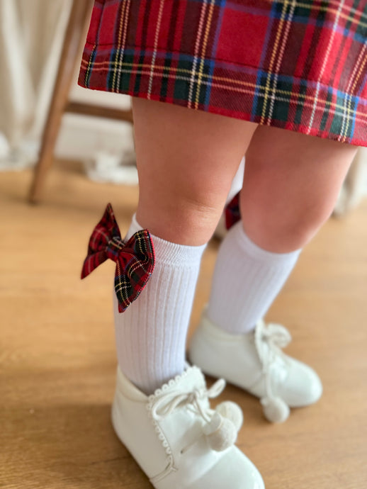 Harriet & Hope Tartan red & White girls socks