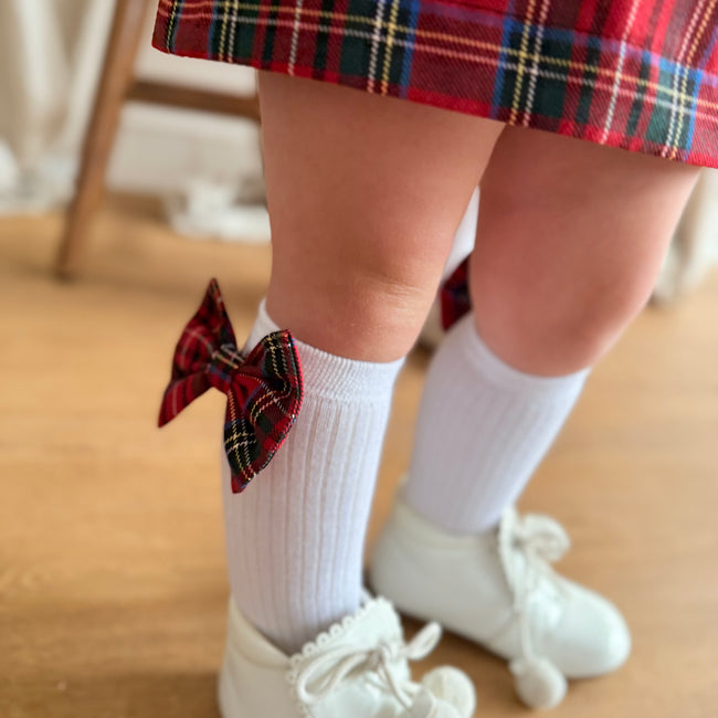 Harriet & Hope Tartan red & White girls socks