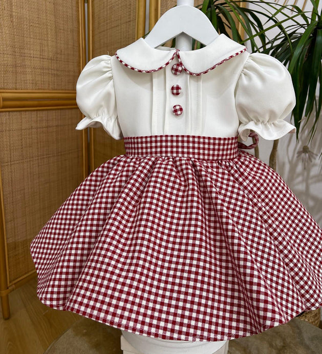 Dottie Check red fabric dress