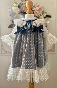 Abbey Navy Girls Lace dress - Arbella's Baby Box