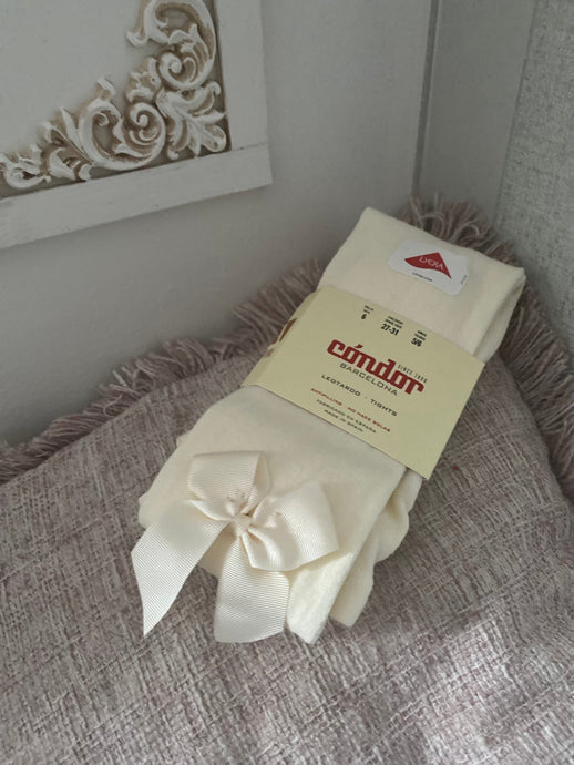 Cóndor cream Satin Girls Tights - Arbella's Baby Box