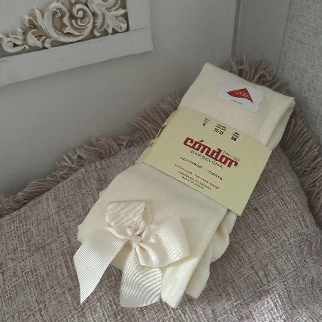 Cóndor cream Satin Girls Tights - Arbella's Baby Box