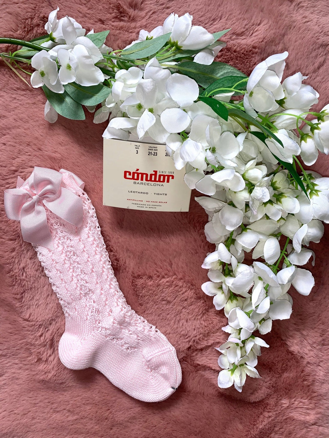 Condor Pink Openwork Girls Bow Socks - Arbella's Baby Box