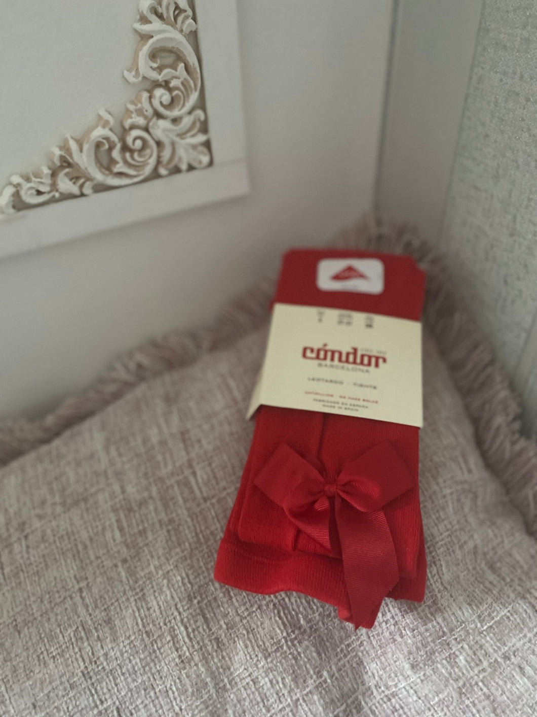 Cóndor Red Satin Girls Tights - Arbella's Baby Box