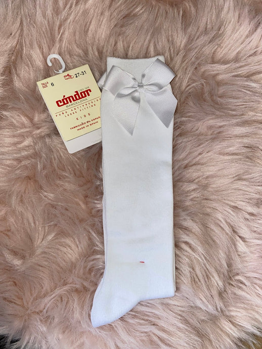 Cóndor Satin White Bow socks - Arbella's Baby Box