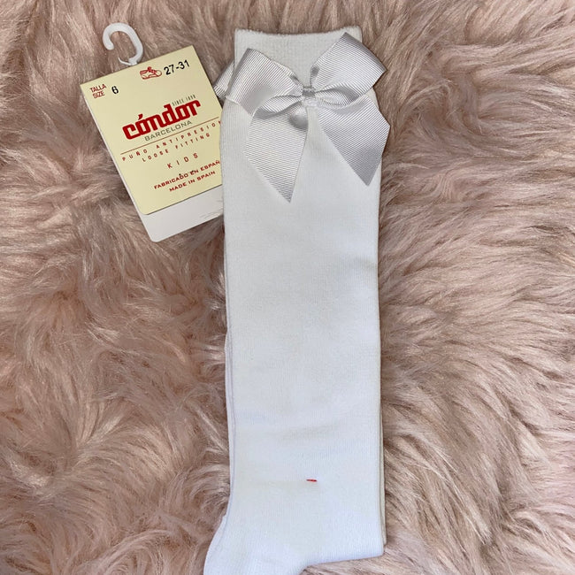 Cóndor Satin White Bow socks - Arbella's Baby Box