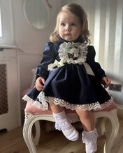 Load image into Gallery viewer, Eadie Navy Girls Embroidery Dress - Arbella&#39;s Baby Box