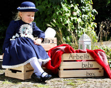 Load image into Gallery viewer, Eadie Navy Girls Embroidery Dress - Arbella&#39;s Baby Box