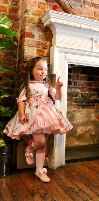 Elizabeth Girls Pink Floral Dress - Arbella's Baby Box