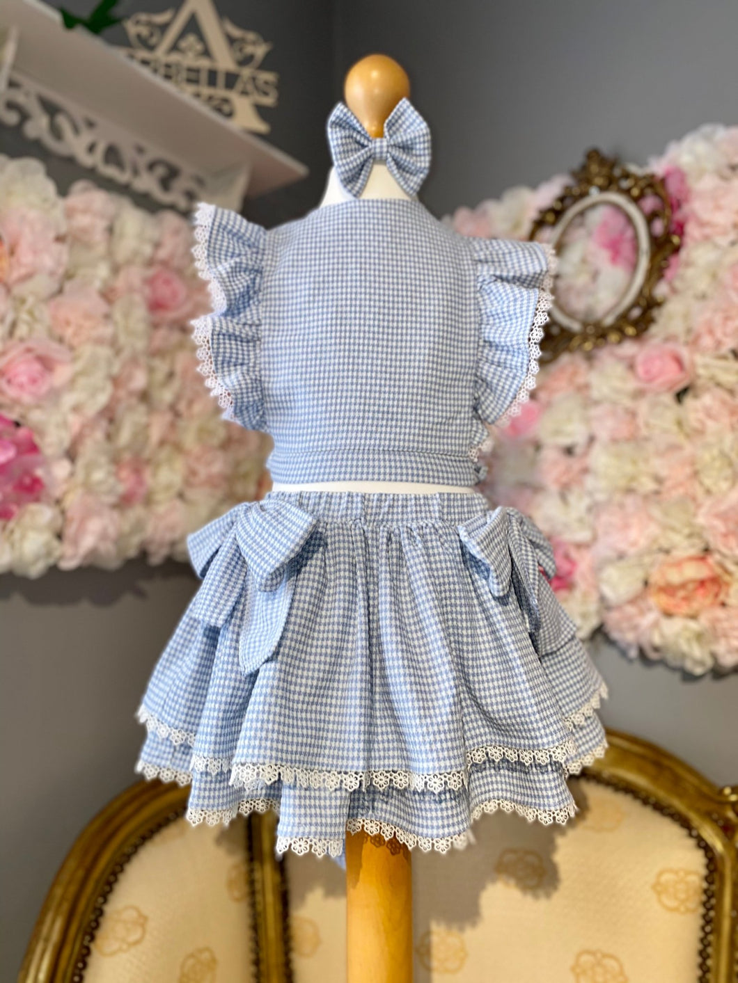 Girls Hazel Blue Gingham Two piece set - Arbella's Baby Box