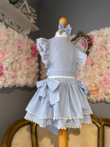 Girls Hazel Blue Gingham Two piece set - Arbella's Baby Box