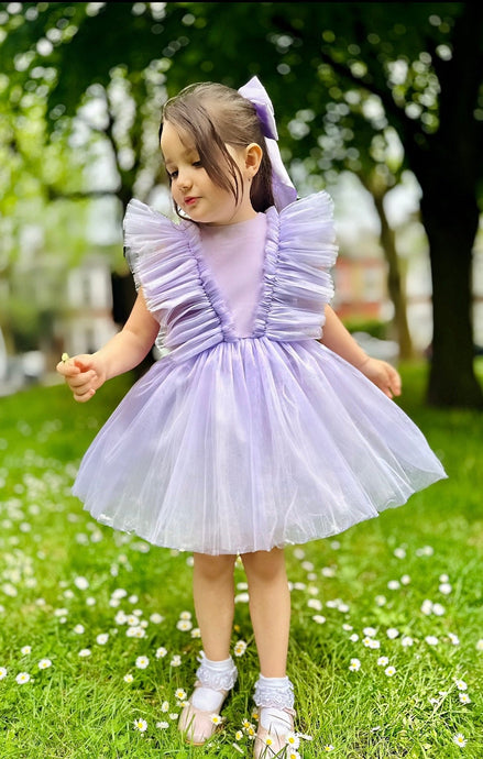 Maya Lilac Girls Tulle Dress - Arbella's Baby Box