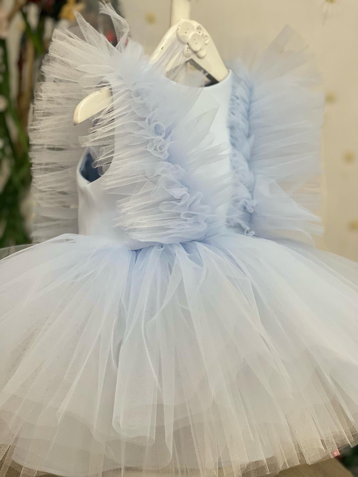 Maya Sky Blue Girls Tulle Dress - Arbella's Baby Box Maya Sky Blue Girls Tulle Dress - Arbella's Baby Box