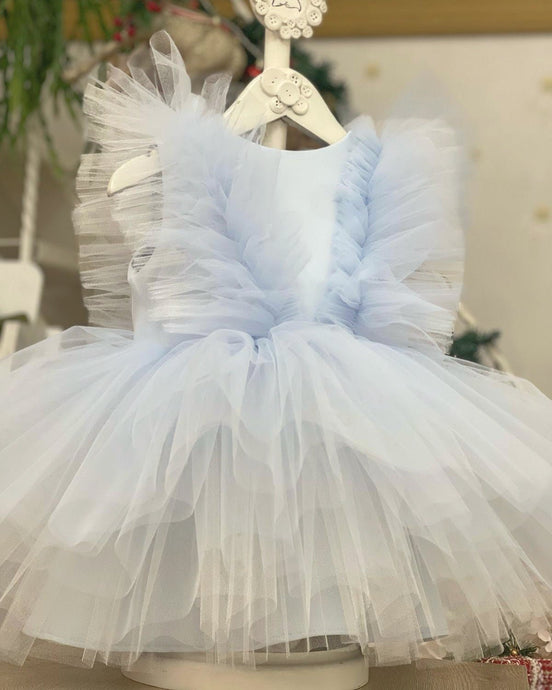 Maya Sky Blue Girls Tulle Dress - Arbella's Baby Box