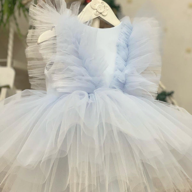 Maya Sky Blue Girls Tulle Dress - Arbella's Baby Box