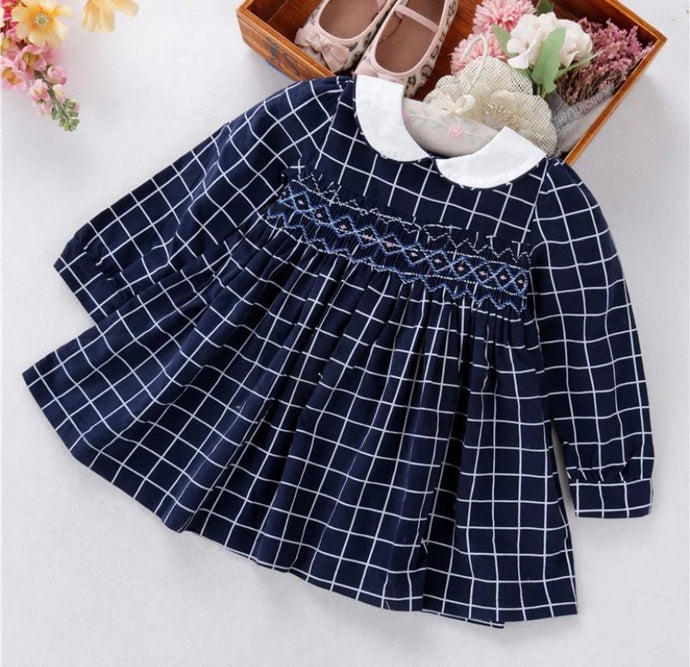 Paige Navy Girls Smock Dress - Arbella's Baby Box
