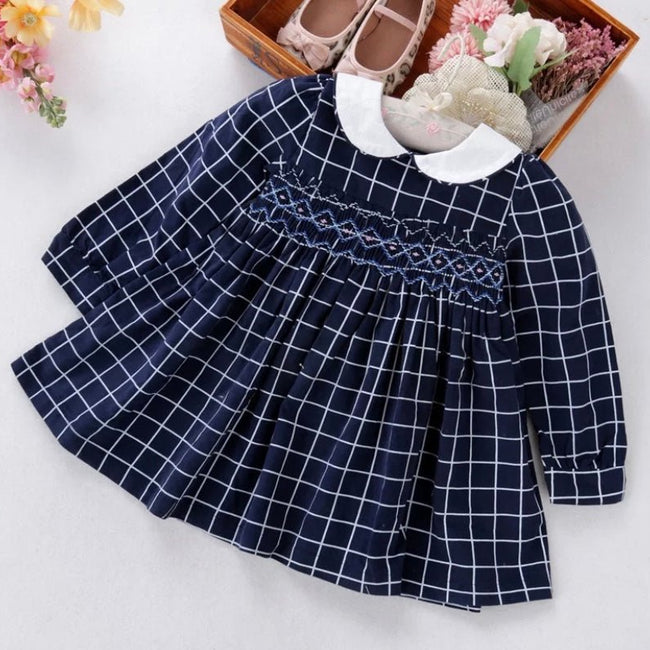 Paige Navy Girls Smock Dress - Arbella's Baby Box