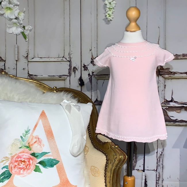 Pepper Girls Dress, Pink & White - Arbella's Baby Box