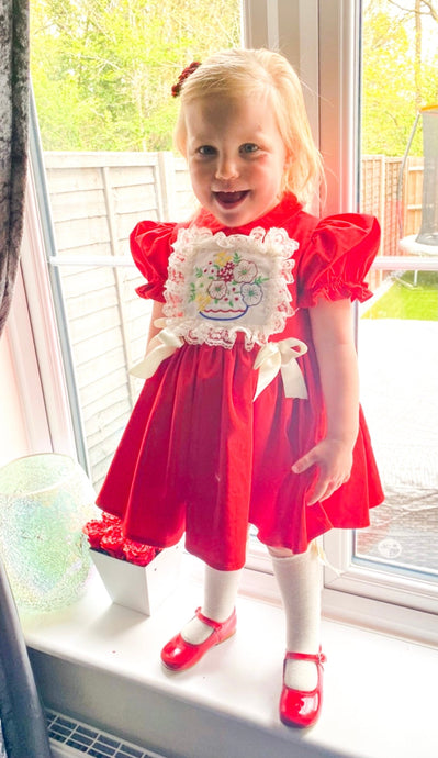 Summer Red Embroidery Dress & Bow - Arbella's Baby Box