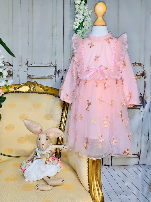 Trixie Girls Sheer Bow Dress - Arbella's Baby Box