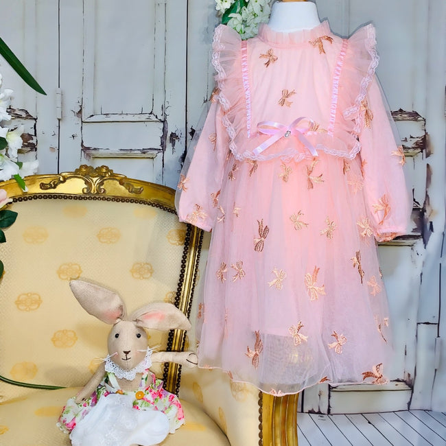 Trixie Girls Sheer Bow Dress - Arbella's Baby Box