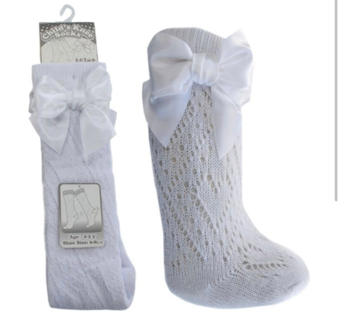 White knee high girls socks - Arbella's Baby Box