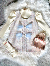 Load image into Gallery viewer, White &amp; Blue Tilly-May Girls Tweed style two piece