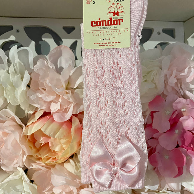 Cóndor pink knee bow socks