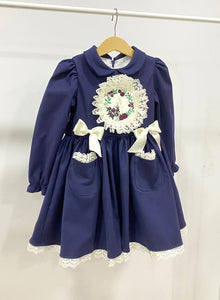 Eadie Navy Girls Embroidery Dress