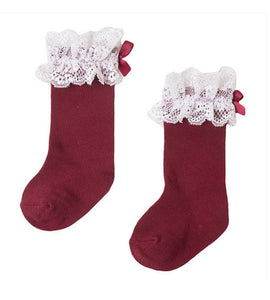 Red Knee Lace Socks