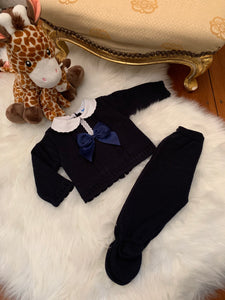 Boys Navy Oliver Bow Knitted Set