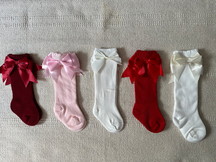 Satin Bow Girls Socks