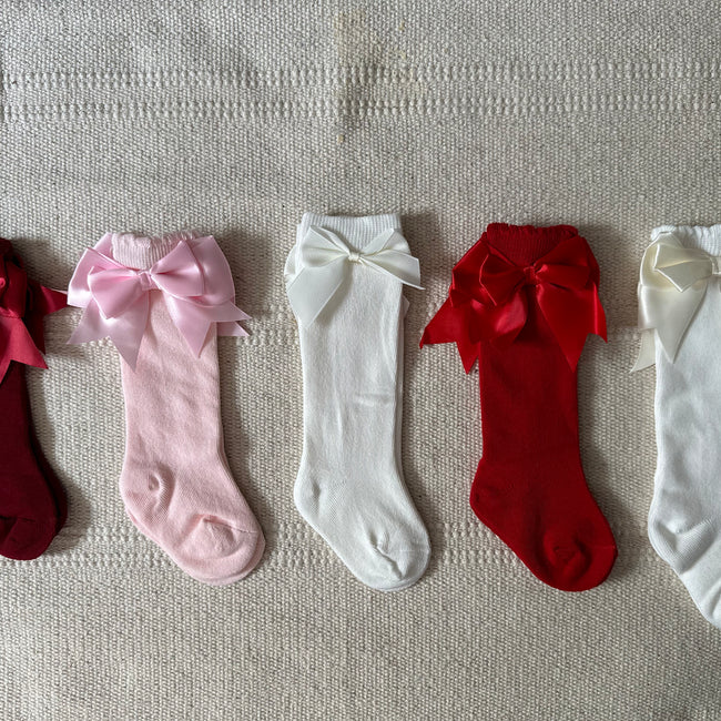 Satin Bow Girls Socks